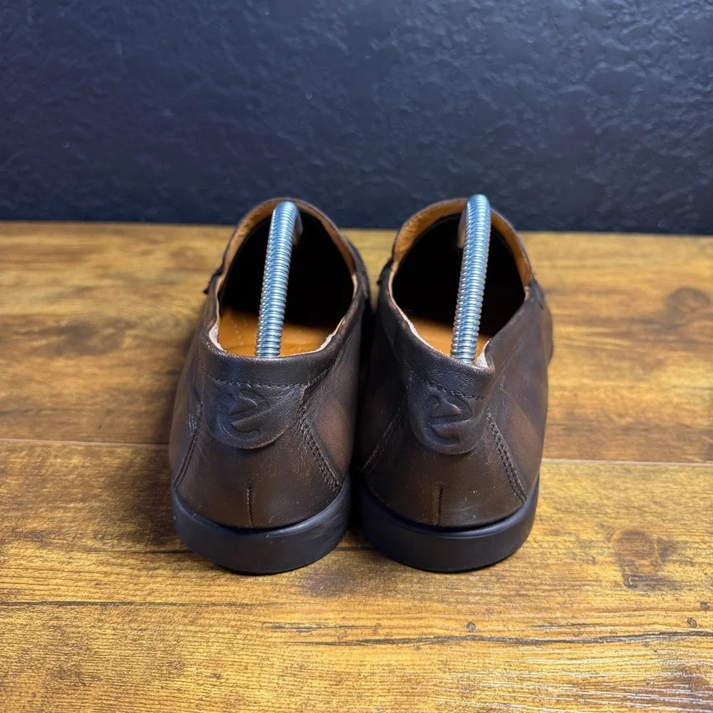 ECCO Citytray Lite Brown Leather Loafers Mens EU 41 US 7-7.5 Slip On Shoes